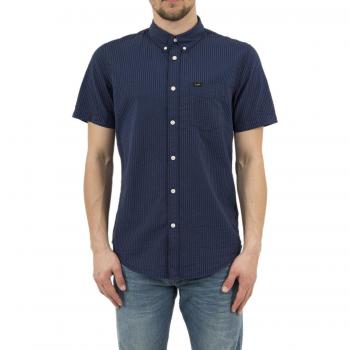 Camisa Lee de Hombre, Button Down SS, Color Azul (Navy Drop Gdee), Talla Large