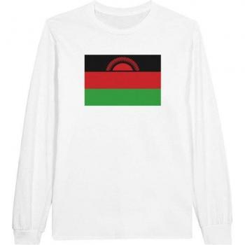 Adult Classic Collar Long Sleeve T-Shirt Pixelforma Malawi Flag White Regular