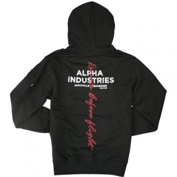 Black Signature Backprint Hoodie – Alpha Industries – Homme – S à XXL