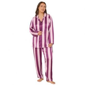 Glamour Leopard Nightwear – Women's Black Satin Set (30/32)