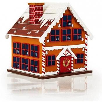 Spielwerk® Calendario dell'avvento in legno riutilizzabile con cassettini da riempire Calendario Avvento Casetta Inverno