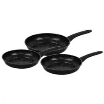 Trio de Poêles à Frire Forgées Marbre Noir Herzberg