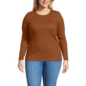 Brown Petite Long Sleeve Micro-Rib Top – Lands' End Size 20