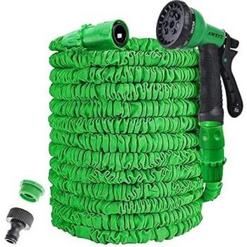 AWXYZ Garden Hose, 100FT Water Hose Pipes with 8 Function Hose Nozzle (Green)