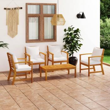 Solid Acacia 5-Piece Garden Furniture Set with Cushions