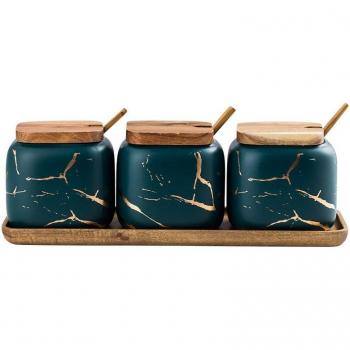 Ceramic Salt Canisters in Nordic Green