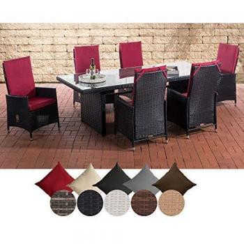 Sevilla Polyrattan Sitz‑ und Essset CLP: Garten‑Gruppe mit 6 verstellbaren St