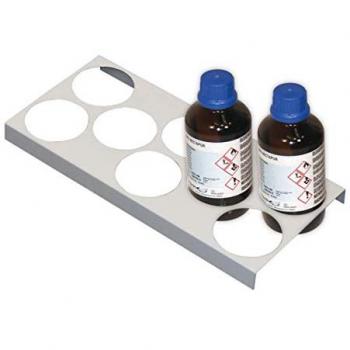 Râtelier à bouteilles pour armoires de sécurité asecos UB90 et UB30, en tôle d'acier, gris clair, B 210 x D 440 x H 30 mm, pour 8 bouteilles Ø 90 mm