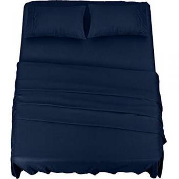 Utopia Bedding 4 Piece Navy Blue Sheet Set for King Size Beds