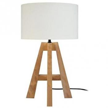 Lampadaire « Vidar A » colonne bois avec finition écru