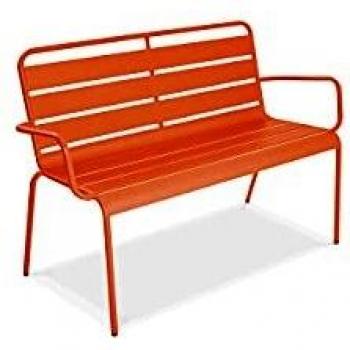 Banc extérieur 3 places Oviala Orange Rectangular 126x55x85 cm en acier