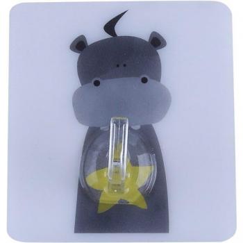 Cartoon Animal Pattern Adhesive Wall Hook for Bathroom and Kitchen Use