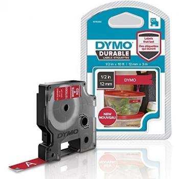 DYMO 1978366 D1 Durable Etikettenkassette Weiß auf Rot, 12 mm x 3 m
