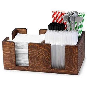 Sip & Serve Wooden Bar Caddy – 10‑Unit Napkin & Drink Aid