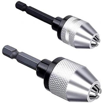 2-Piece Keyless Drill Chuck 1/4 Inch Hex Shank Adapter