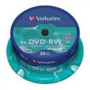 Verbatim DVD-RW 4.7GB Plata Mate 25 unidades