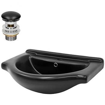 ML‑Design Lavabo da Incasso Nero Ovale 675x515x215 – Moderno Lavamani con Foro
