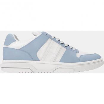 Zapatillas de mujer tipo basket bajas en piel con branding Tommy Jeans azul blanco