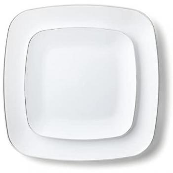 Assiettes Carrées Décoratives Blanches et Argent