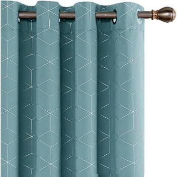 Deconovo Tende Isolanti con Anelli Diamante 132x229 cm, Azzurro