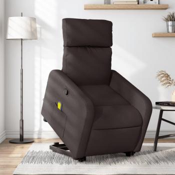 Sillón de masaje reclinable de tela marrón oscuro