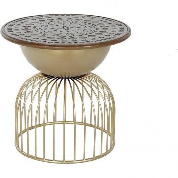 Table d'appoint Élégante en Sapin et Doré
