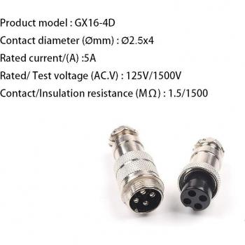 GX16 5 Pin Circular Aviation Socket Plug Connector