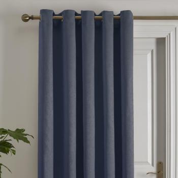 Fusion Strata Dim Out Woven Navy Eyelet Door Curtain 66x84