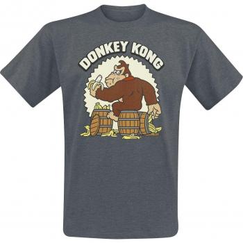 Super Mario Donkey Kongs T-Shirt, Herren, Größe L, dunkelgrau gefleckt