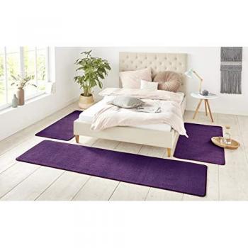 Bettumrandung Set Shashi, 3-teilig, Kurzflor, Unifarben, Teppichläufer für Schlafzimmer und Kinderzimmer