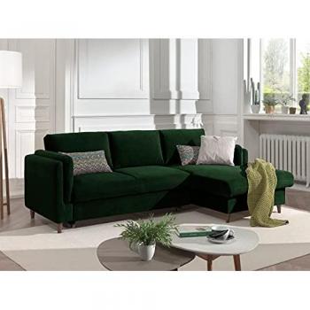 LISA DESIGN Brooke – Stilvolles 4-Sitzer Ecksofa – mit Bettkasten in Grün