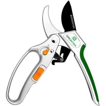 Sécateur de Jardin à Crémaillère GRÜNTEK. Coupe Branches Ø 2.5 cm avec sélection