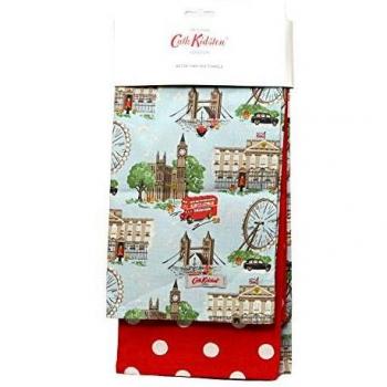 Dual‑Color Cotton Tea Towels: London Icons & Button Spot by Cath Kidston