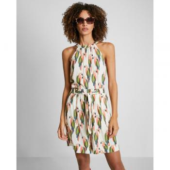Blusa de Mujer con Loros y Cuello Halter