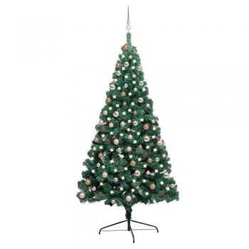 VidaXL Half Pre-lit Christmas Tree with Ball Set Green 210 cm