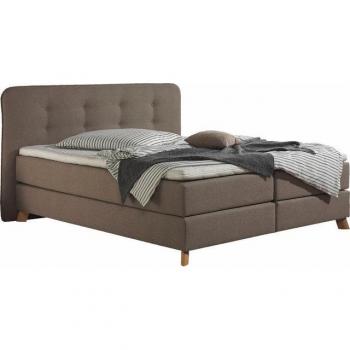 HOME AFFAIRE Cecina Boxspringbett – Beige (dunkel) mit Topper