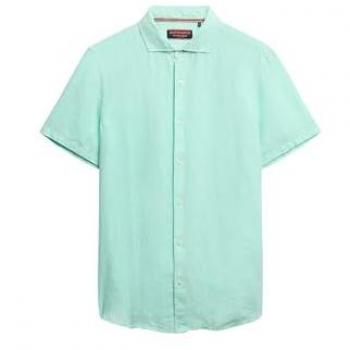 Camicia a Maniche Corti in Lino Superdry Verde Spearmint XL