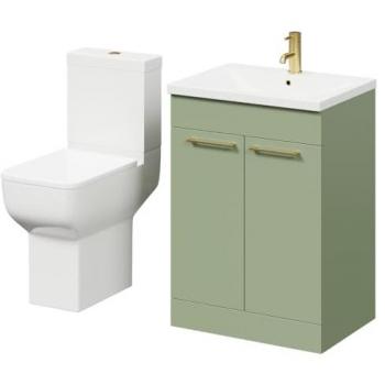 Alessio Olive Green Floor Standing Vanity and Toilet Package