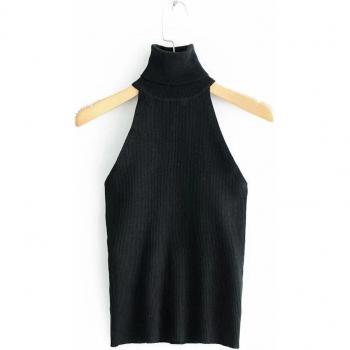 Sleeveless Black Turtleneck for Women