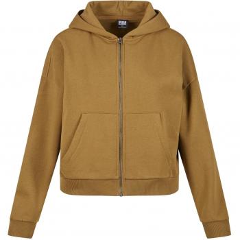 Damen Sweatjacke URBAN CLASSICS Boxy Zip Hoody in Olivgrün, Gr. 3XL