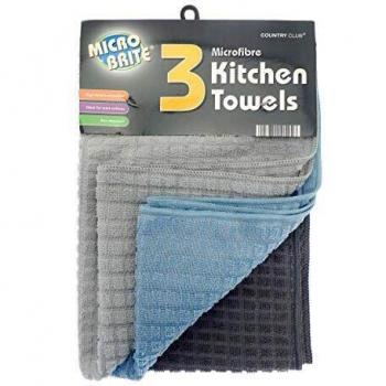 Eco‑Soft Grey & Blue Microbrite Towels Set