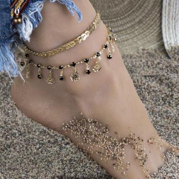 Rhinestone-Embellished Gold Anklet for Women