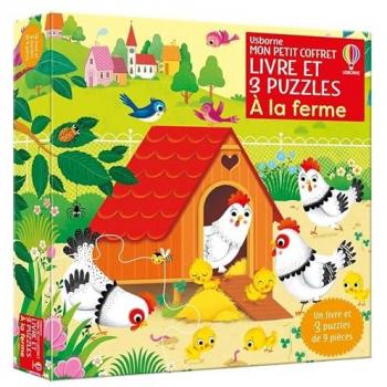 A la ferme : Mon petit coffret Livre et 3 puzzles