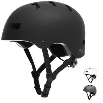 Vihir BMX Helm für Erwachsene, Skaterhelm, Herren und Damen, Schwarz, L