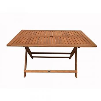 Mesa de Madera Exótica Hong Kong (Maple) – Plegable 135x80 cm, Marrón Suave
