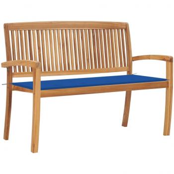 Panchina da Giardino in Teak Massello con Cuscino 128,5cm Impilabile