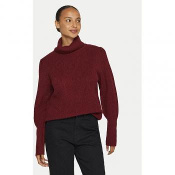 Vila Rollkragenpullover VILOU Drapiert Dunkelrot
