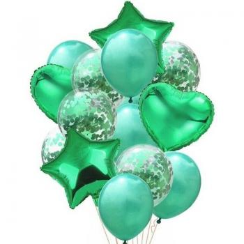 14pcs Adult Kids Birthday Party Balloon Set with Confetti and Stars