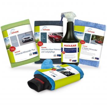 ALCLEAR 8201050 Hochglanz Autopflegepaket mit Trockentüchern & Felgenhandschuh