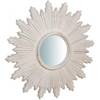 Specchiera a parete in legno, colore bianco anticato “Sole” – Provenienza Italia